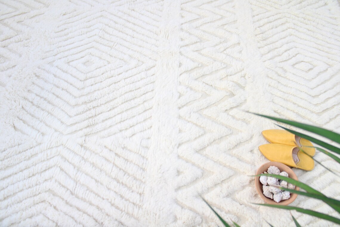 Customized Beni Ourain Rug, Wool Rugs for living room, Large Moroccan Rug,