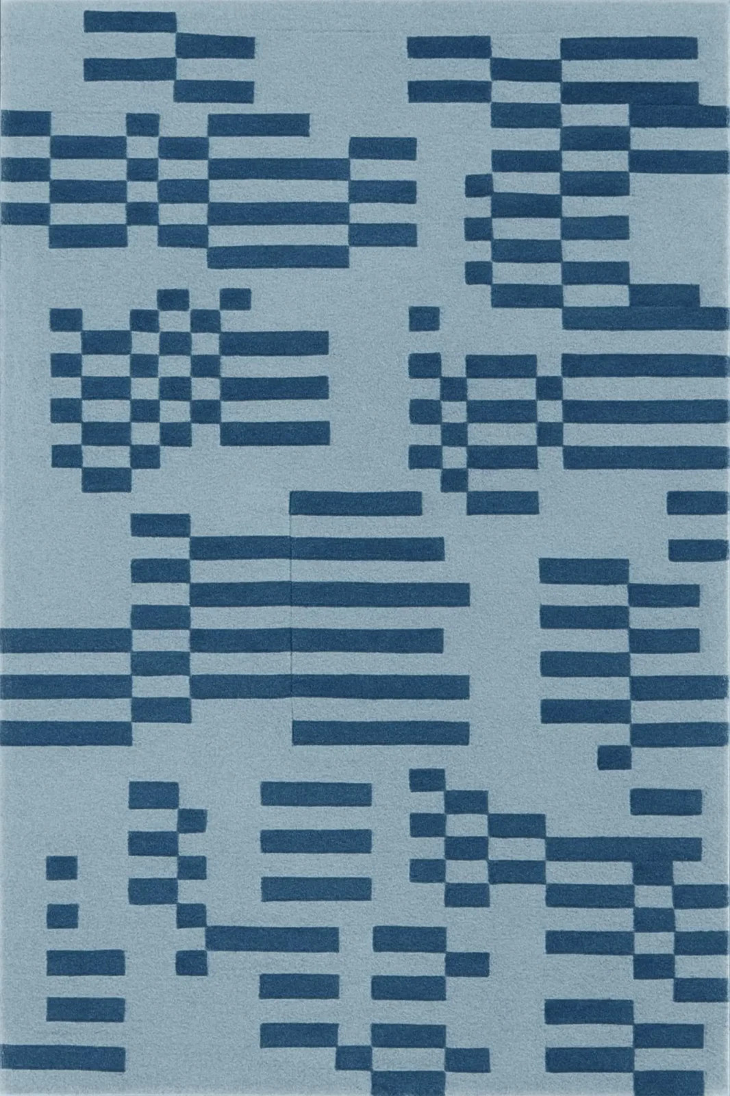 Modern Blue Geometric Hand Tufted Wool Rug | Light and Dark Blue Abstract Carpet