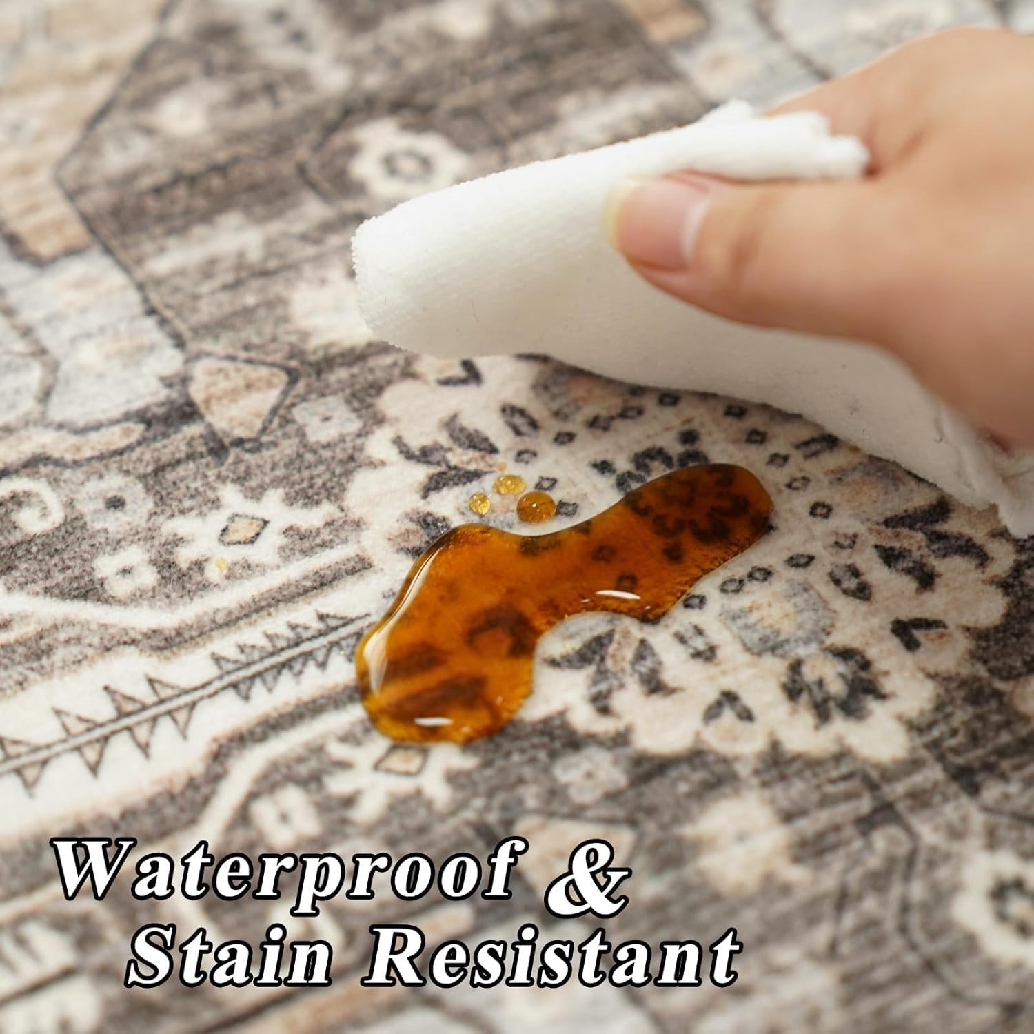 Elegant Washable 2×3 Boho Area Rug – Stain Resistant Non-Slip Tribal Decor