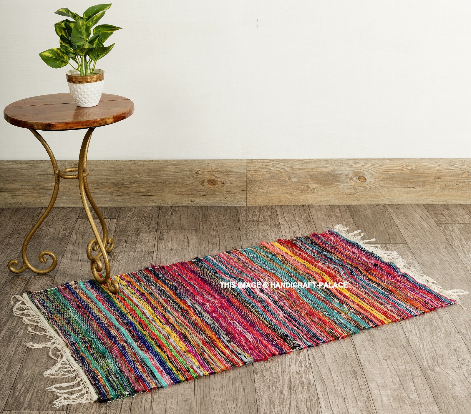 Indian Rag Rug Dari Chindi Throw Woven Handmade Cotton Floor Yoga Mat 2X3 FT
