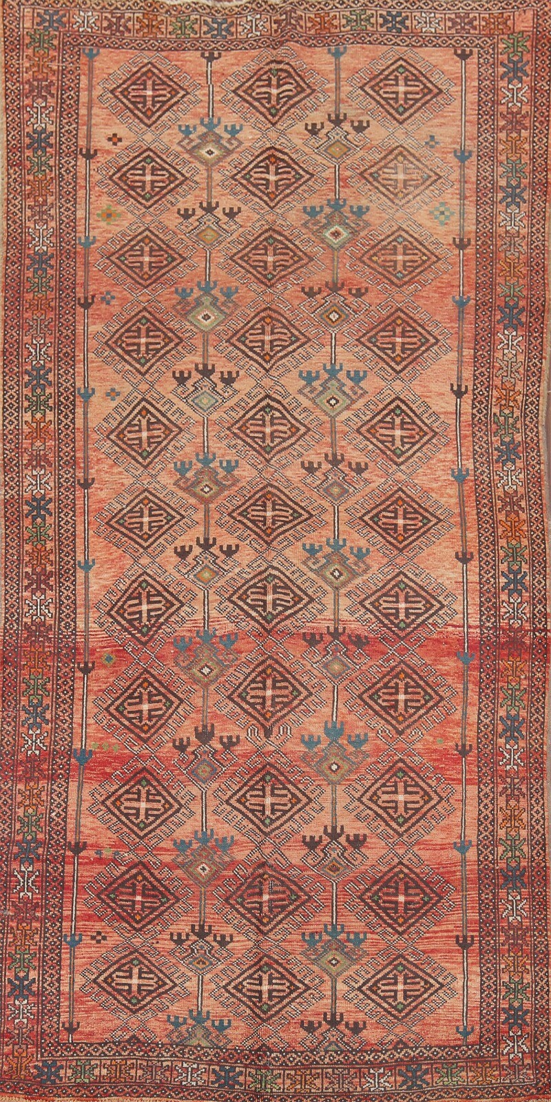 Vintage Geometric Rust Lori Hand-knotted Wool Tribal Traditional Area Rug 5’x9′