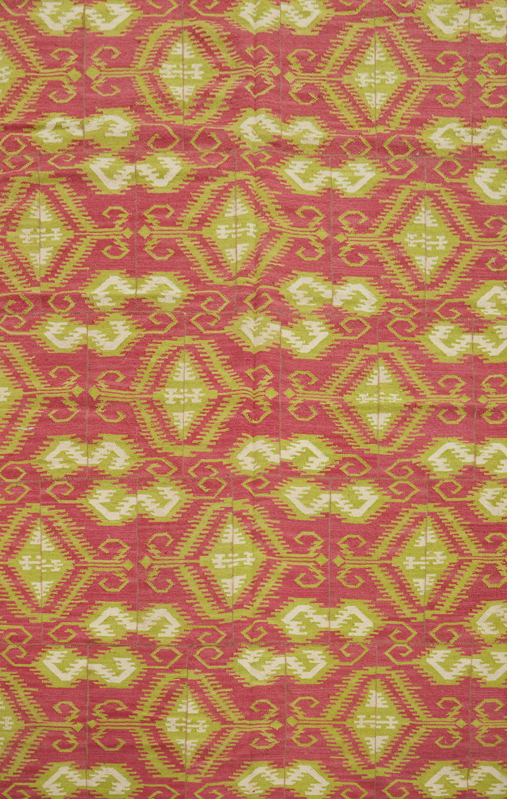 Hand-Woven Geometric Kilim Area Rug 6×9 Contemporary Pink Oriental Wool Carpet