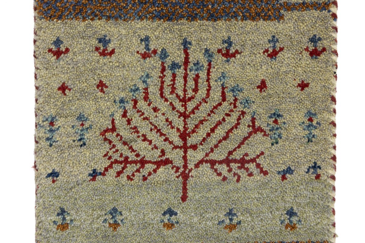 Pictorial Design Indo-Gabbeh Hand-Knotted Modern Oriental Rug Carpet 1’4X2’7 ft
