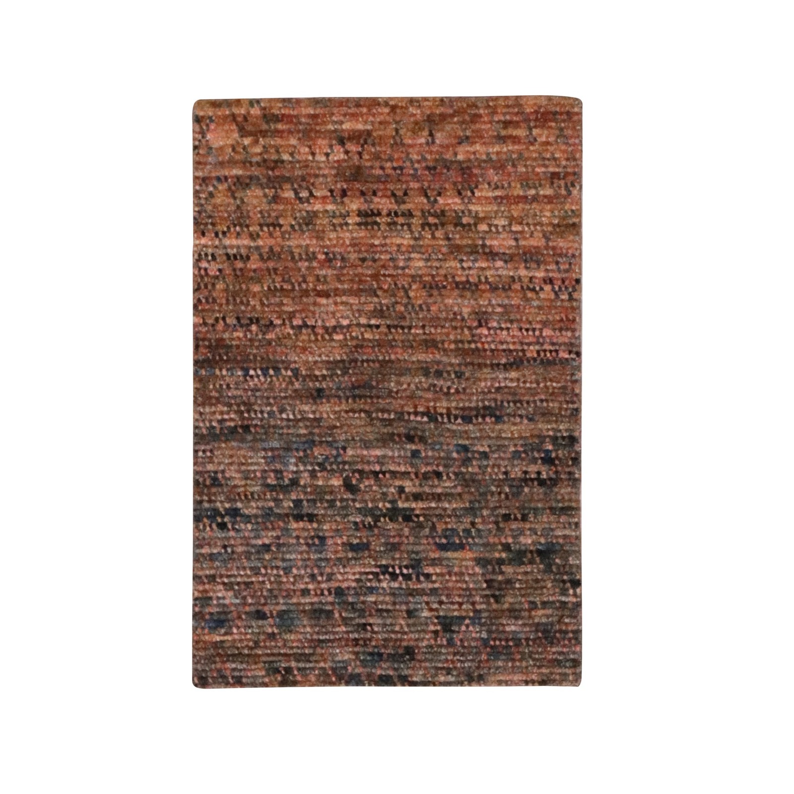 2’x3′ Brown Pure Wool Grass Design Modern Hand Knotted Mat Sample Rug 77120