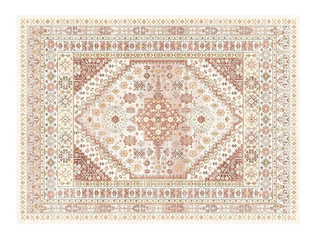 RED PINK POLYESTER SUPER SOFT NON-SLIP STAIN RESISTANT 6X9 BED & LIVING ROOM RUG