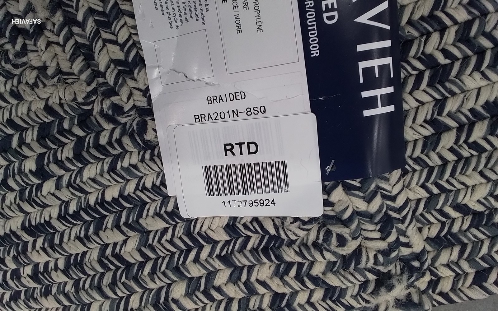 DARK BLUE / IVORY 8′-0″ x 8′-0″ Damaged Rug Reduced Price 1172795924 BRA201N-8SQ