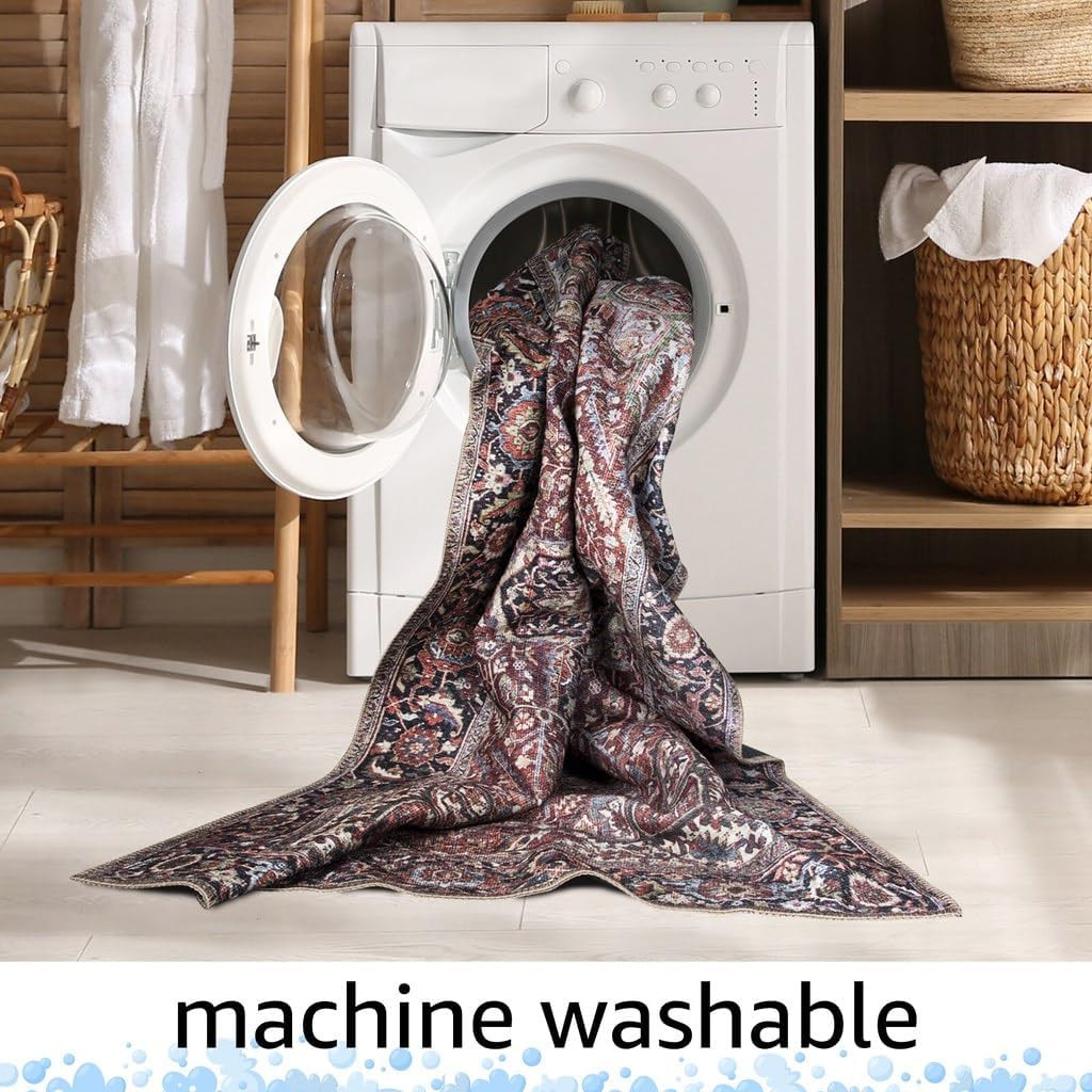 30″x144″ Vintage Runner Rug – Machine Washable, Non-Slip, Easy Clean