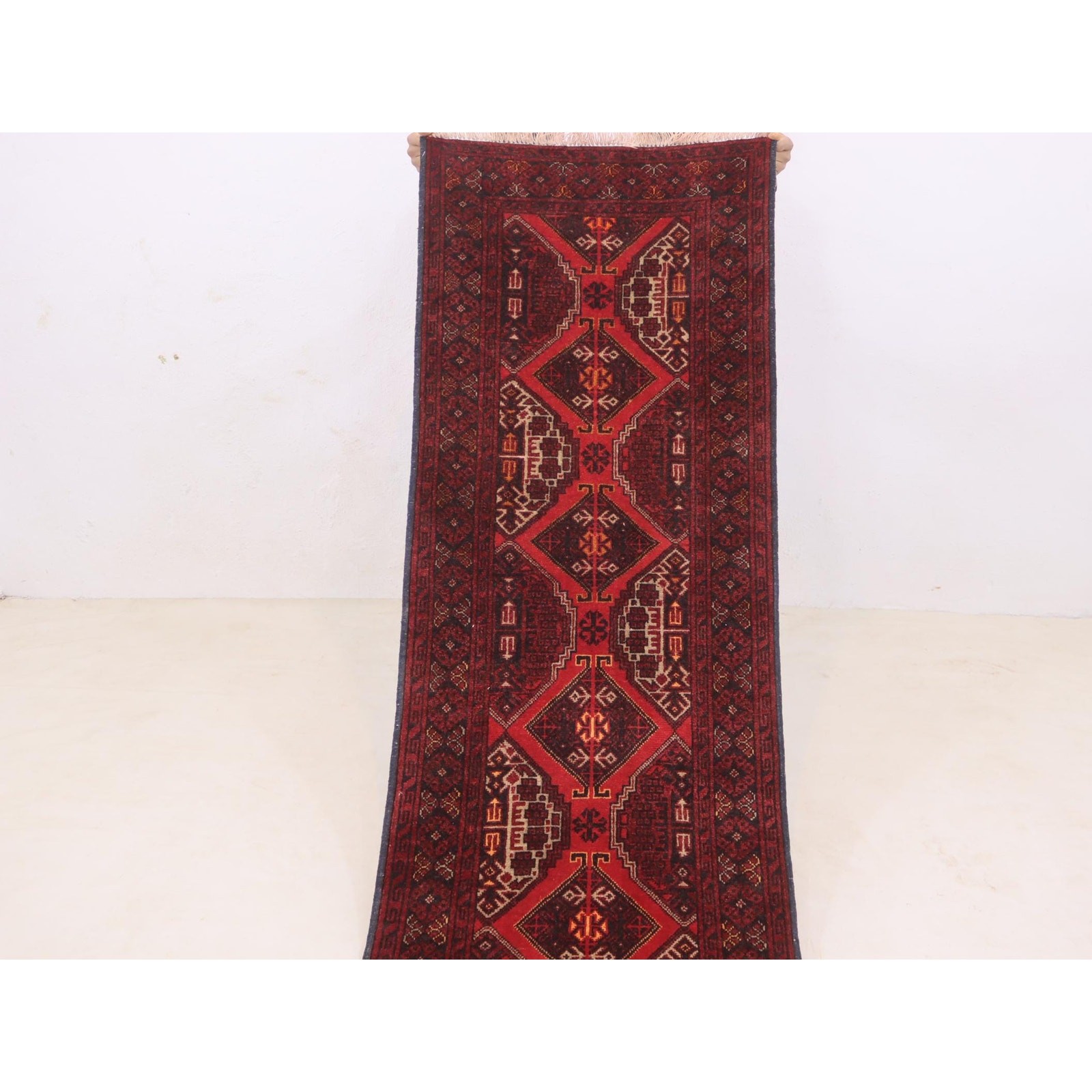 2’4×10’6 Ft Afghan Bukhara Antique Runner Rug ,High Quality Wool Rug ,