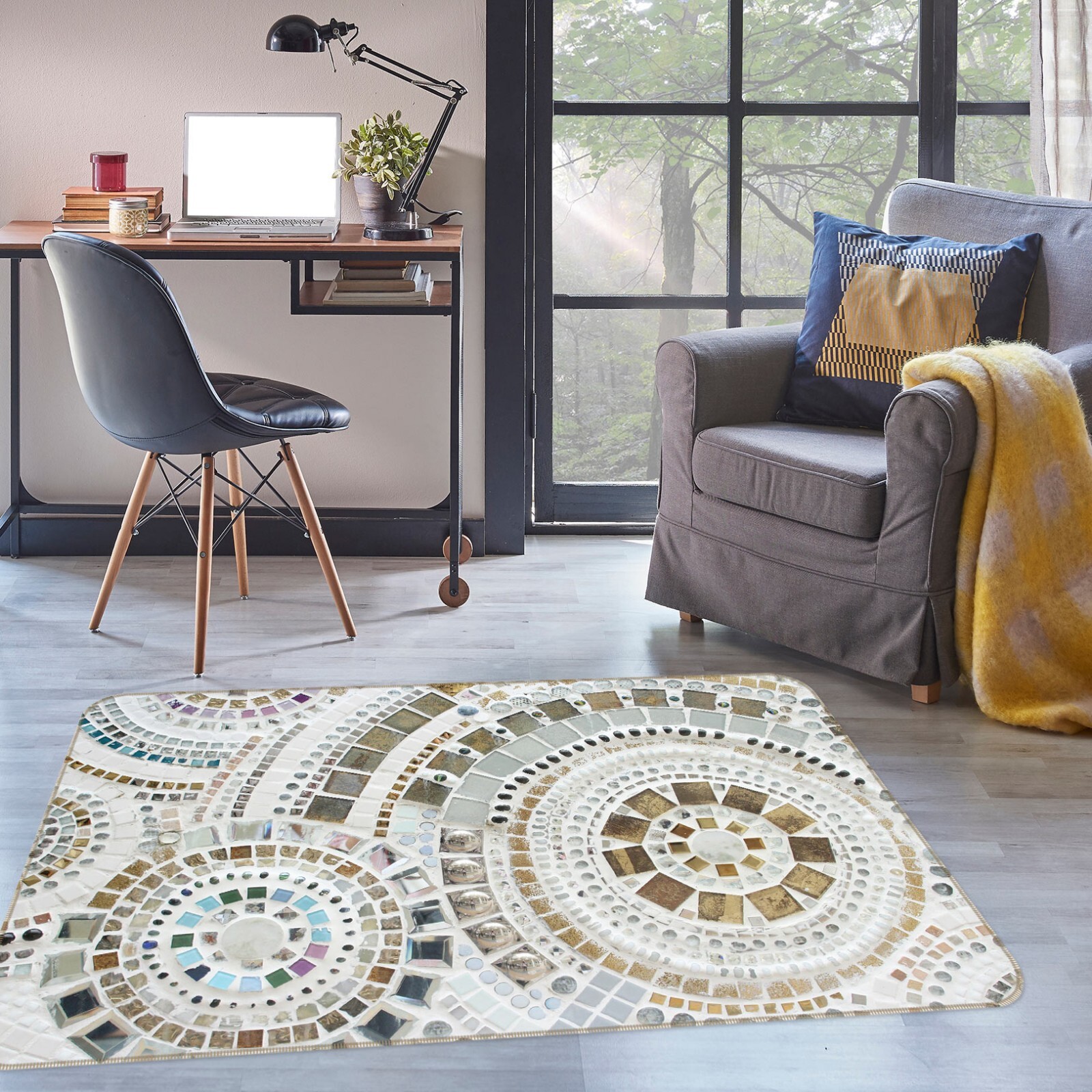 3D Brown Circle Texture ZHUA085 Game Non Slip Rug Mat Photo Carpet Amy
