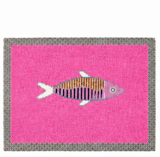 Pink Fish Design Placemats Set of 6 Handmade Dining Table Mats Coastal Decor
