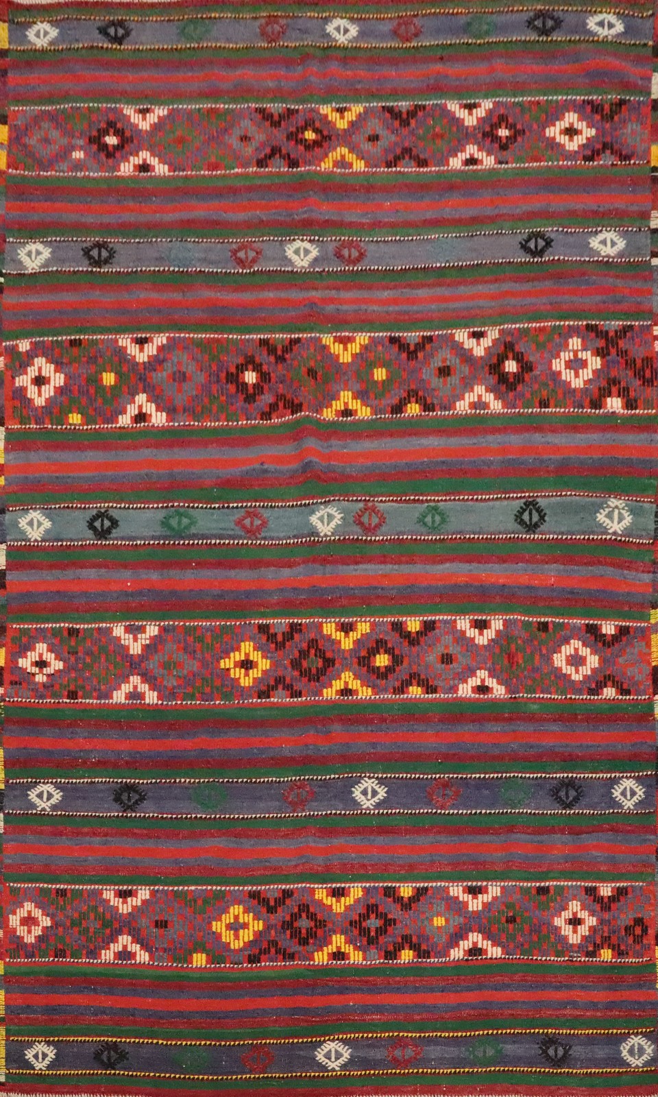 Kilim Striped Area Rug 6×9 Vegetable Dye Geometric Hand-woven Carpet