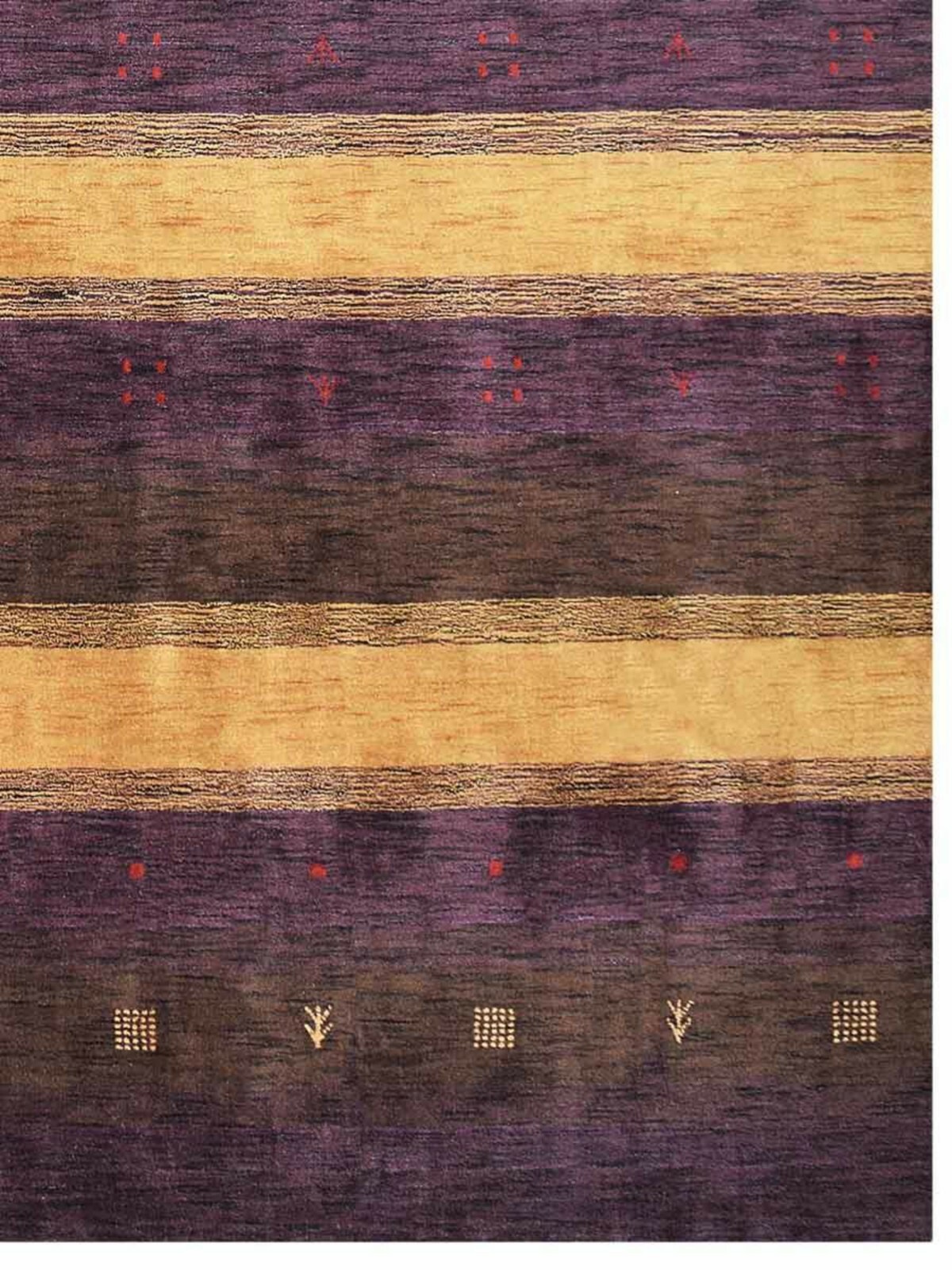 Eco-Friendly Hand Knotted Loom Wool Area Rug Contemporary Purple Gold BBL0A211