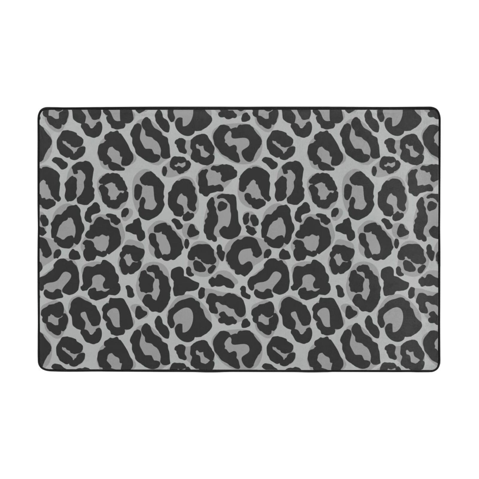 Grey Leopard Texture Area Rug Non-Slip Soft Microfiber Washable Inside Floor …