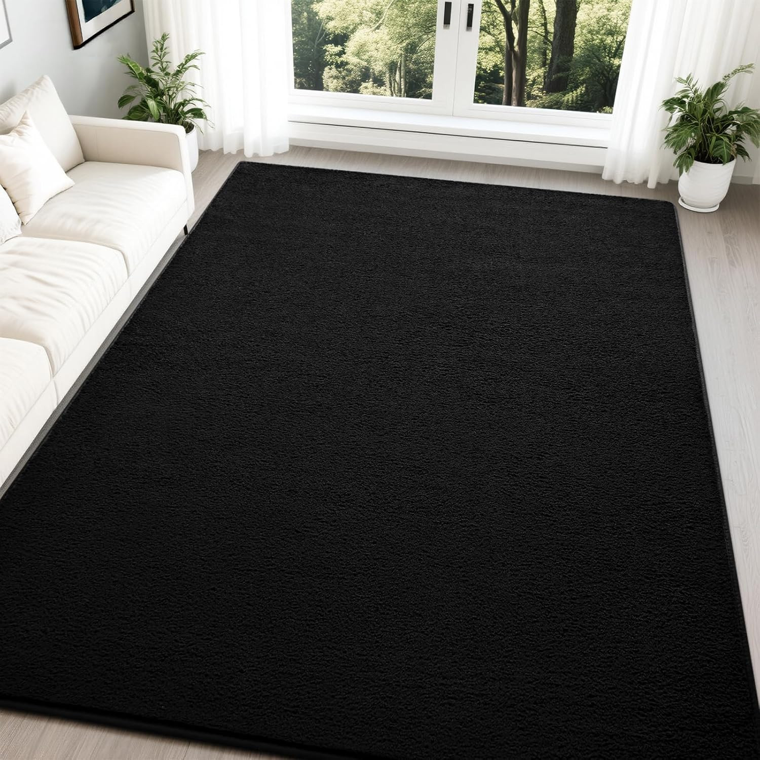 Nuttumico Large Modern Area Rugs for Bedroom Living Room, 5X7 Feet Black Rug, Th