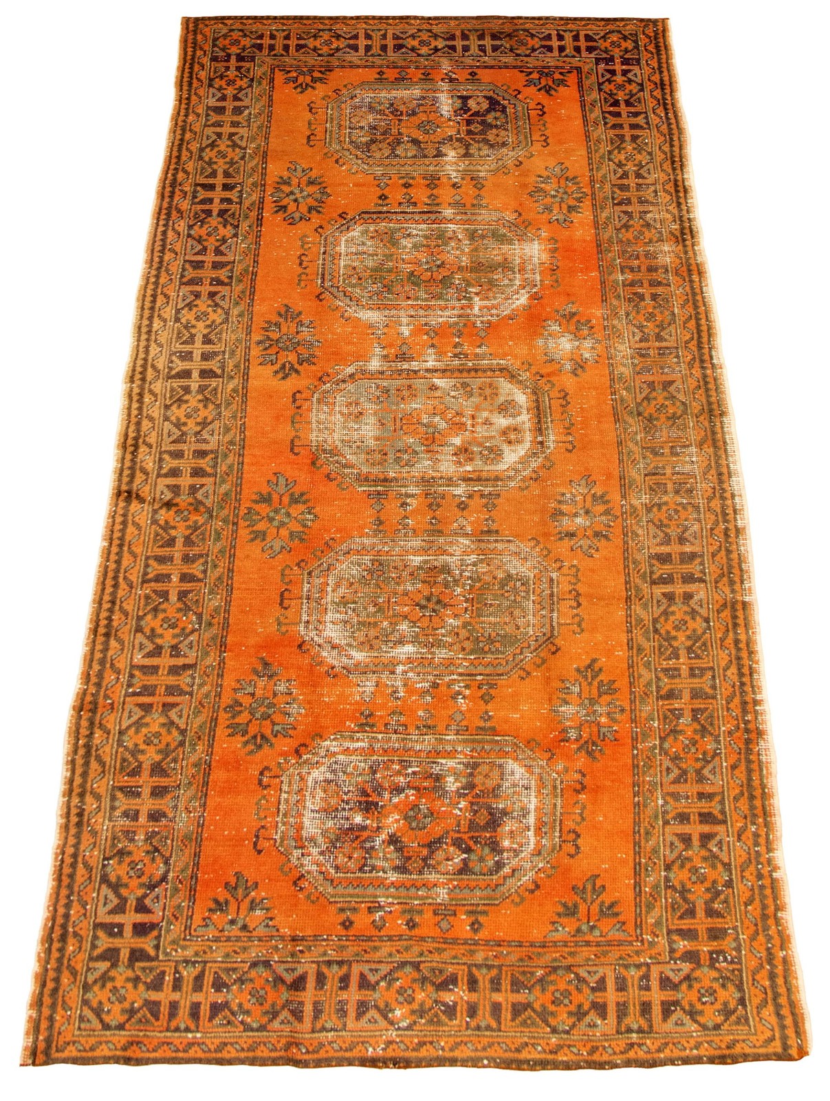 Vintage Hand-knotted Runner Rug 4’9″ x 11’6″ Traditional Oriental Wool Carpet