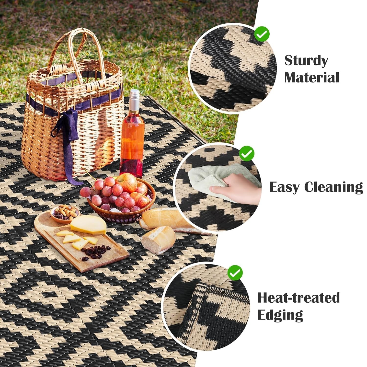 Waterproof Outdoor 5×8 Ft Plastic Reversible Rug Patio Mat Outdoor Floor Mat