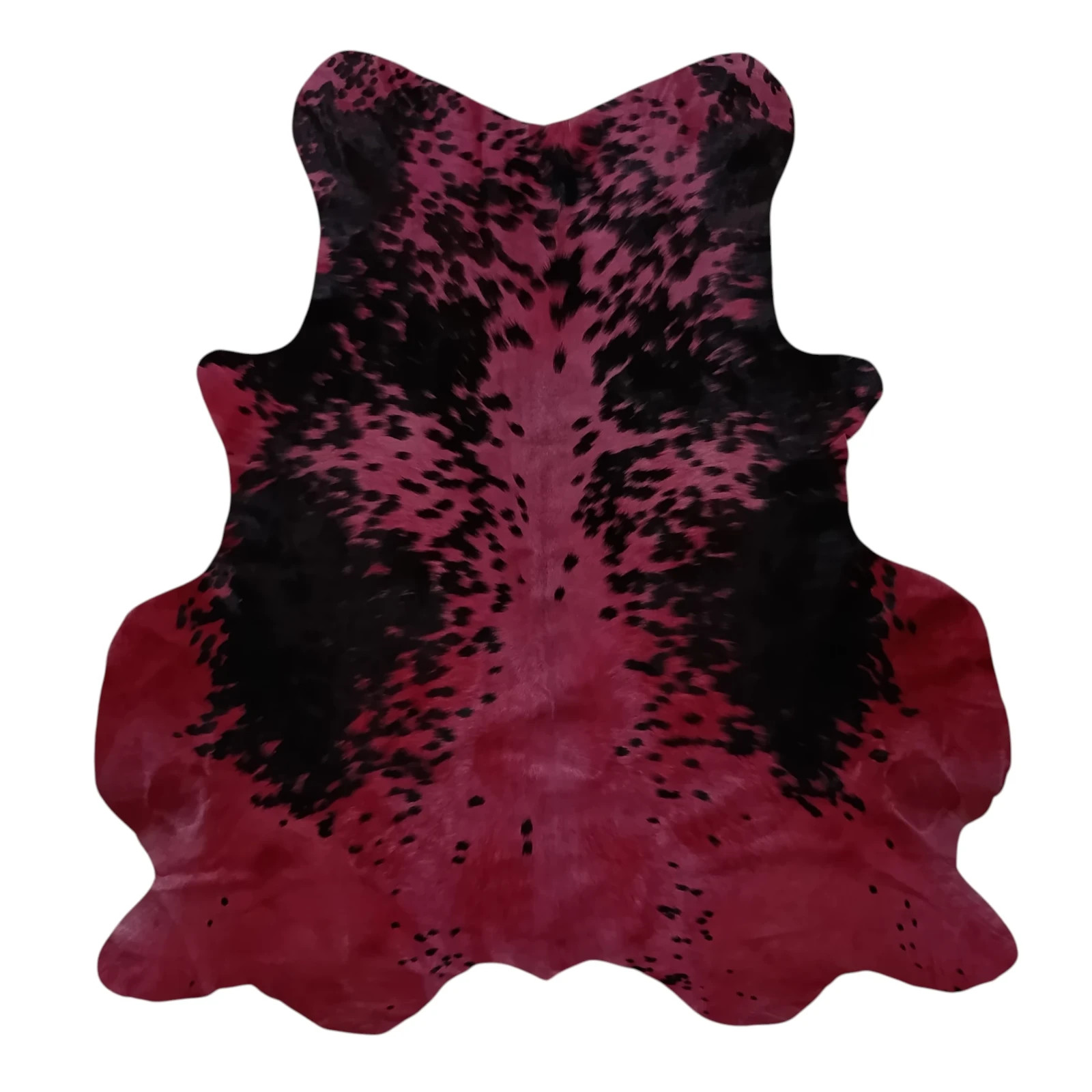 Genuine Cowhide Rug Dyed Red Black Spots 4×4 Real Leather Area Rug Home Decor