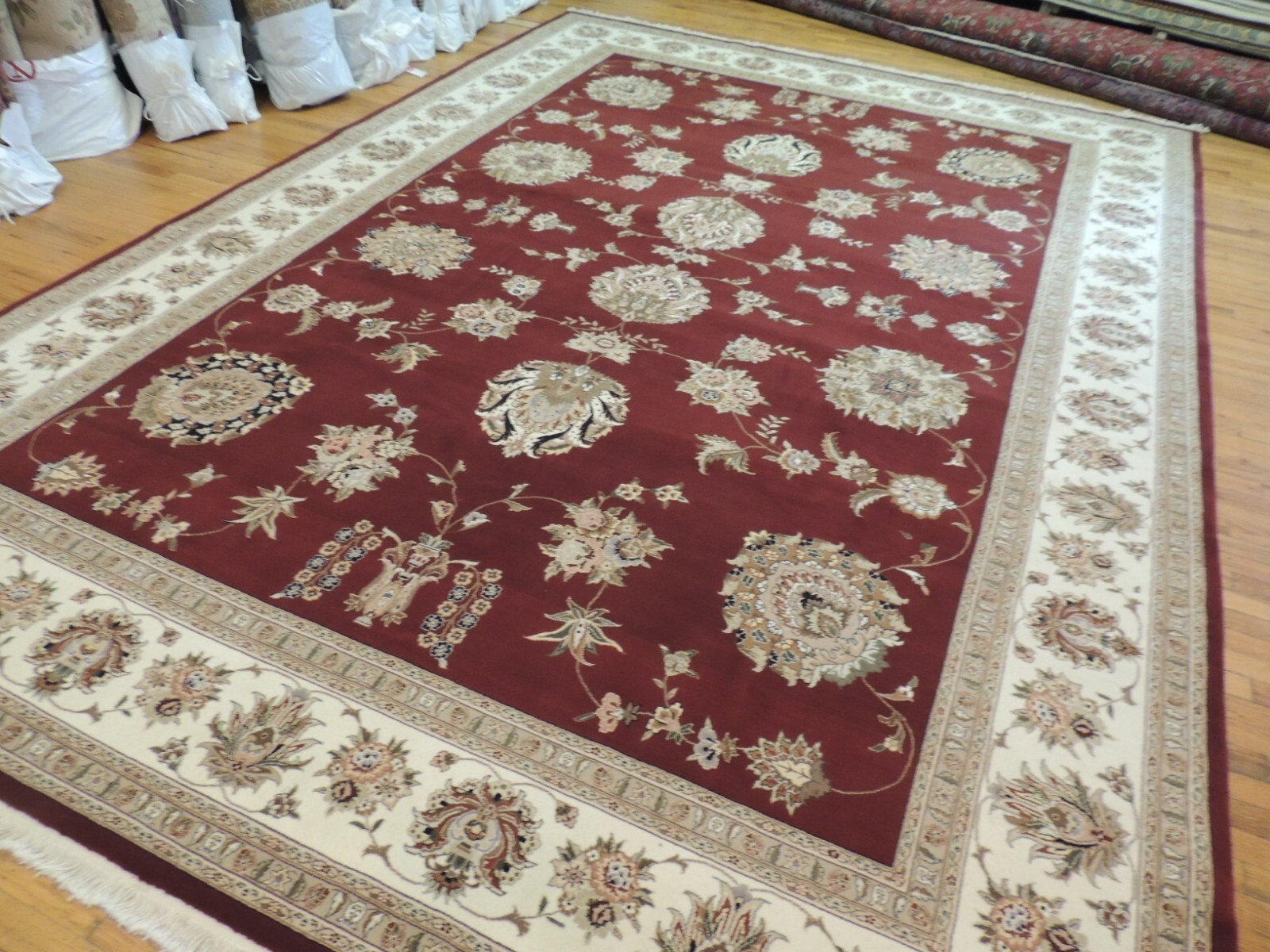 10×14 Tabrize Oriental Area Rug wool SILK Brown Rust Beige Green Floral