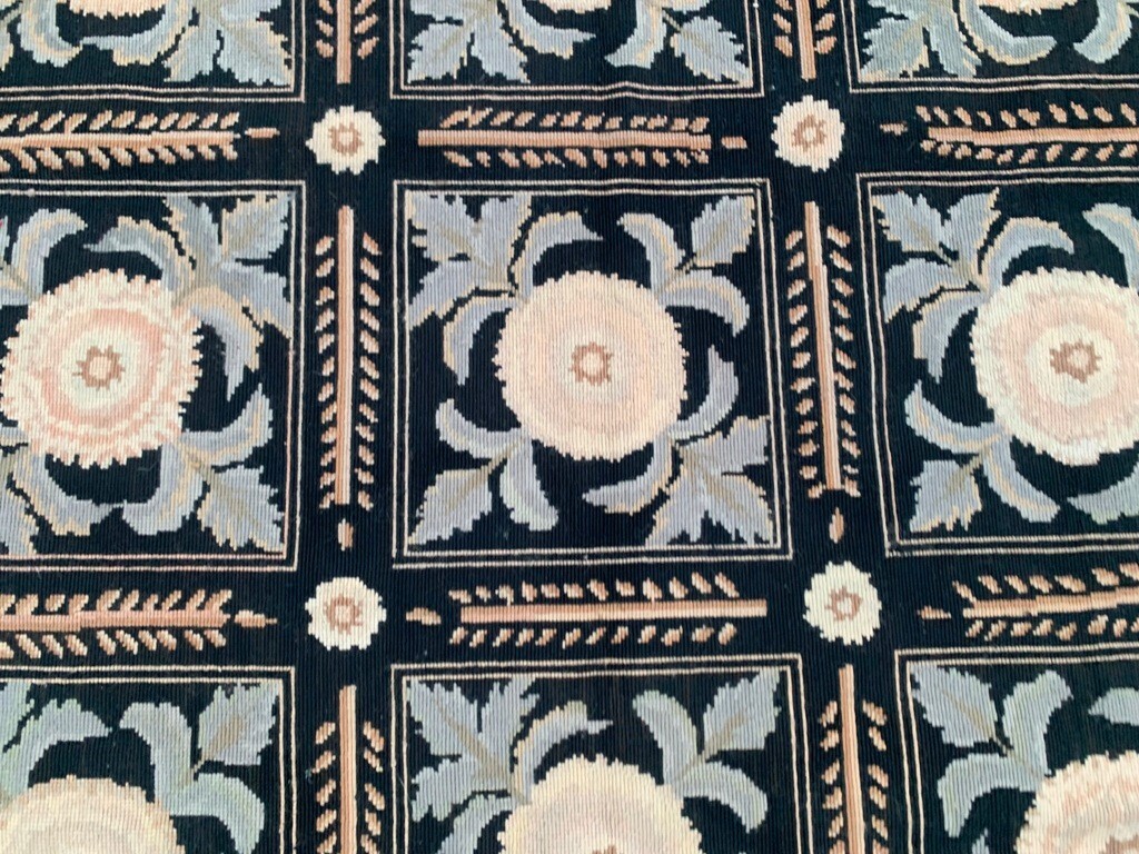 Vintage French Aubusson Rug Needlepoint Chain stitch Rug 4×6 ft Free Ship