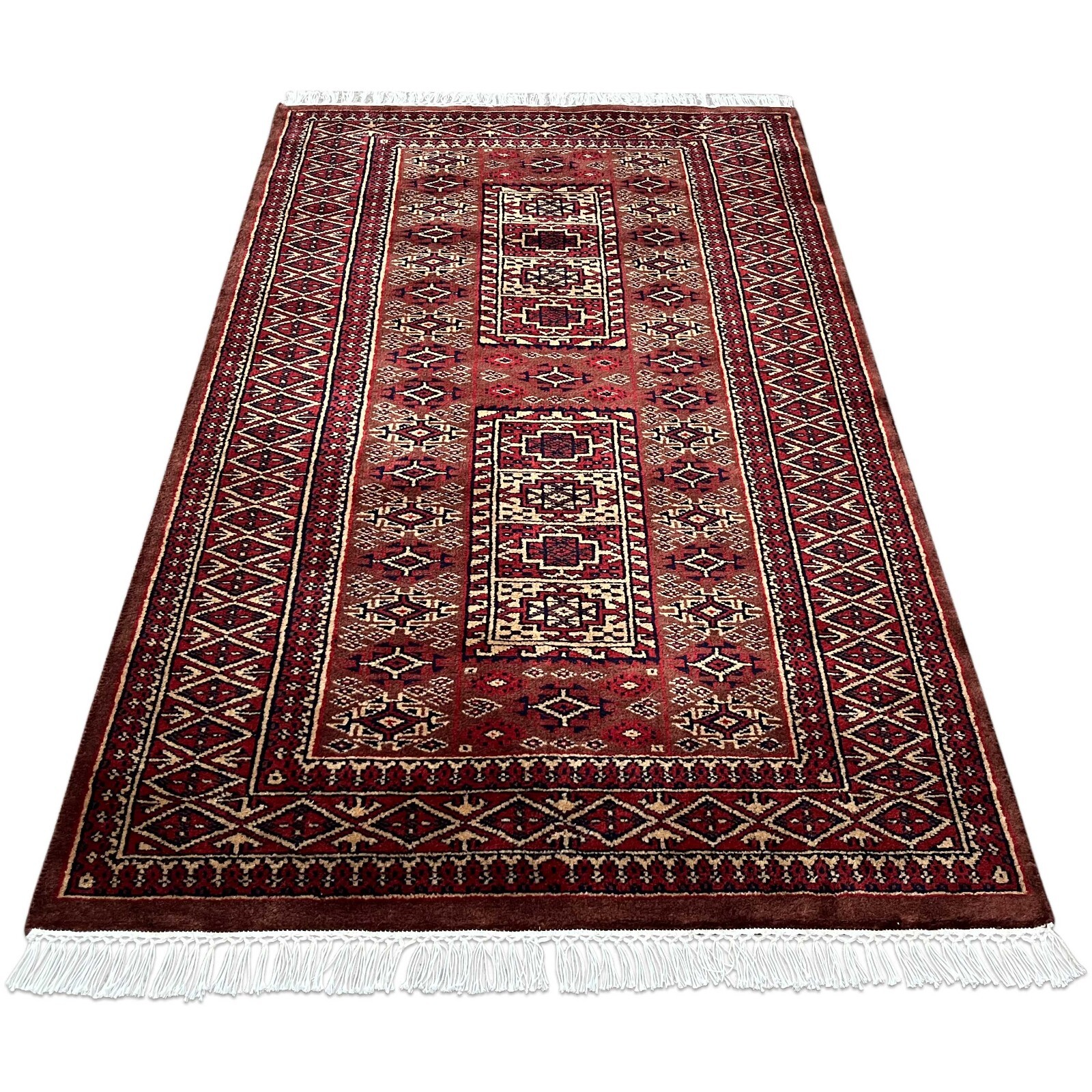 Handmade Knotted Wool Rug Brown 3×5 ft (90×150 cm) Luxury and Traditional Dubba