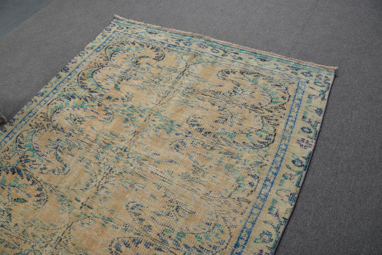 5,1×8,7 ft Turkish Rug, Blue Oriental Vintage Wool Rug
