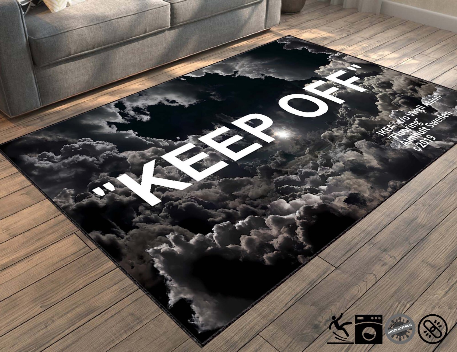 Keep Off Rug, Keep Off Clouds Rug, Traditional Abstract Rug, Custom Home Decor