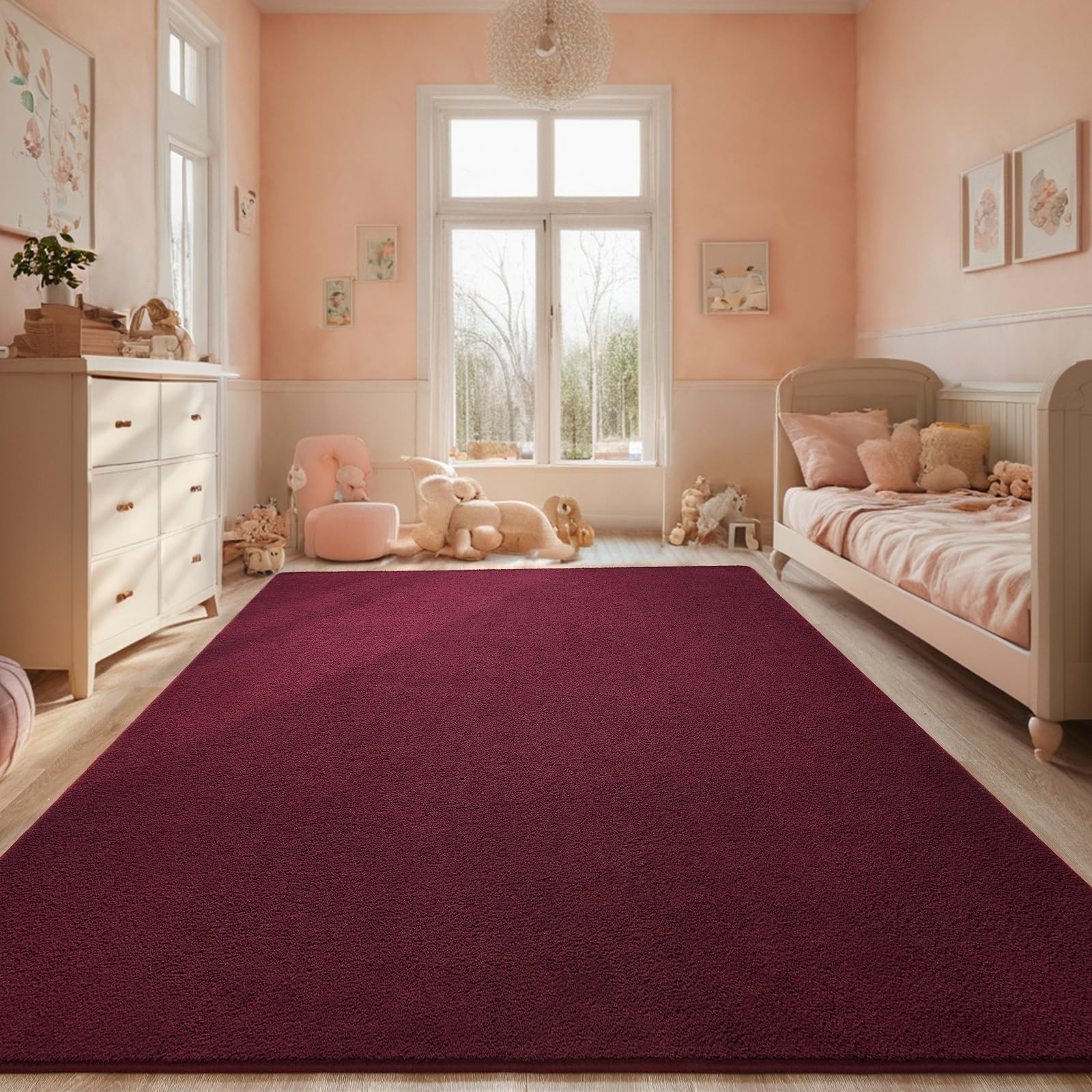Red Rugs for Bedroom Living Room 4×6 ft Burgundy Area Rug Washable Memory Foa…
