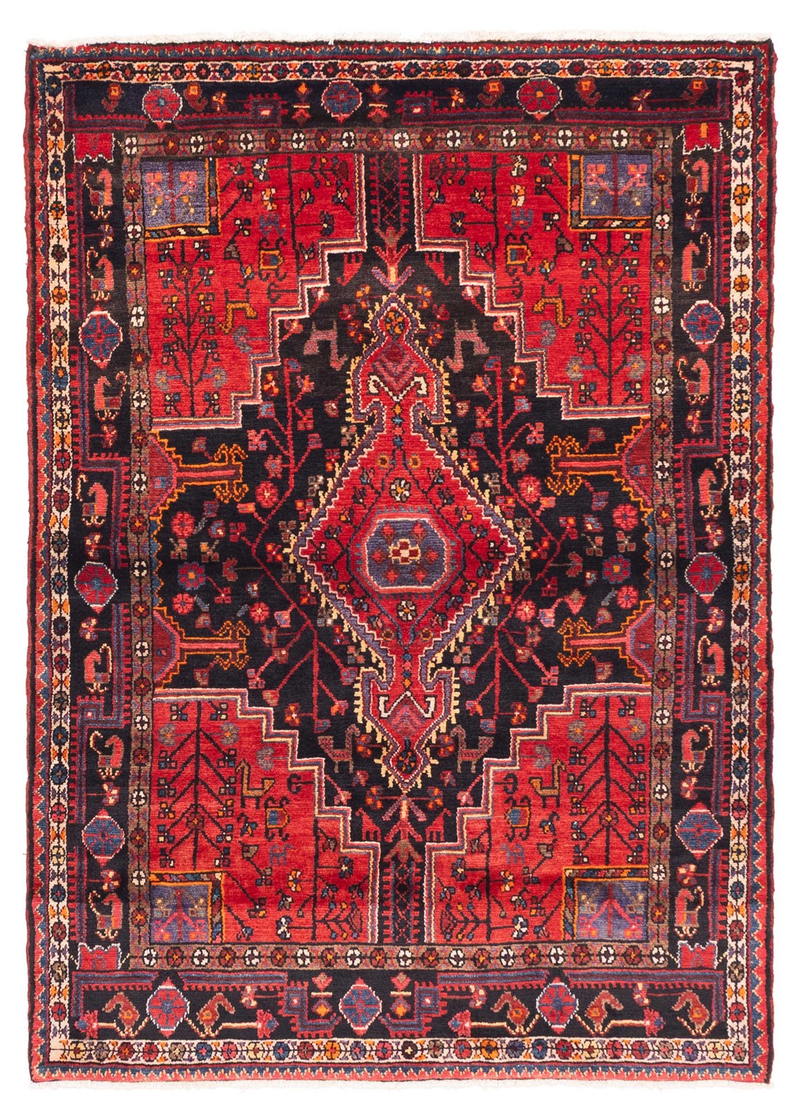 Vintage Hand-Knotted Area Rug 4’5″ x 6’3″ Traditional Oriental Wool Carpet