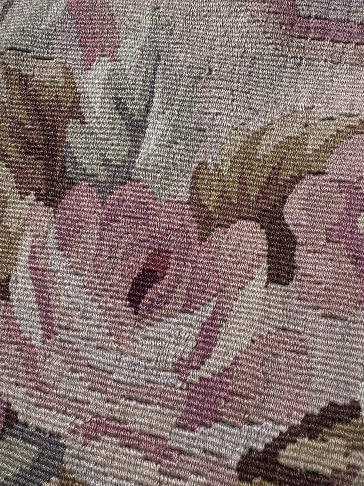 Aubusson Wool Area Rug Vintage French Style 11.5 X9 Floral toffee rose sage pink