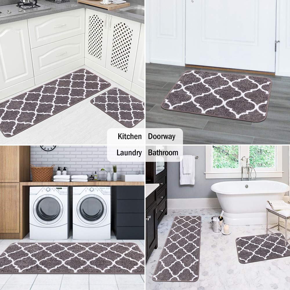 Carvapet 2 Piece Kitchen Rugs And Mats Set Absorbent Microfiber Floor Mats Non