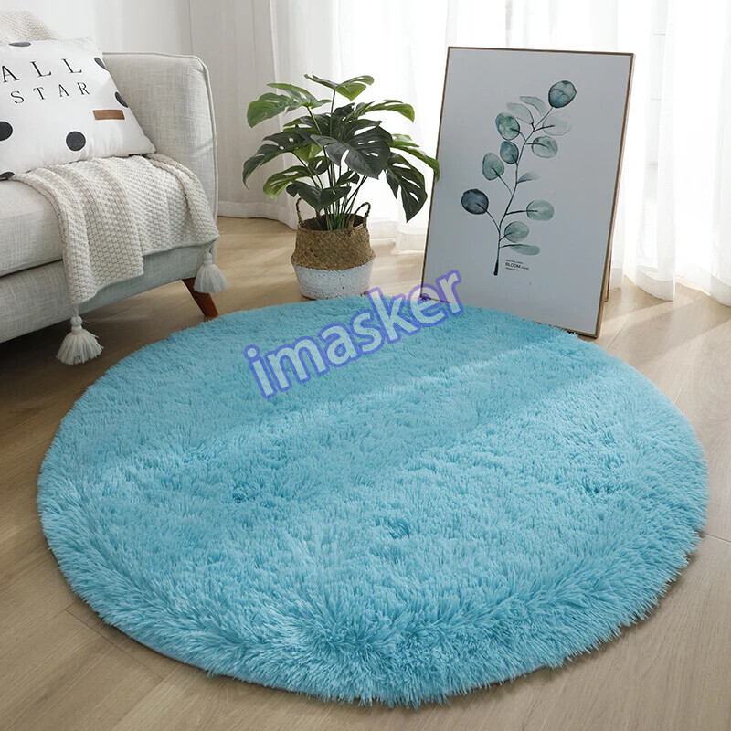 Living Room Round Rug Carpet Nonslip Bedside Coffee Table Mat Thick Pile Rugs
