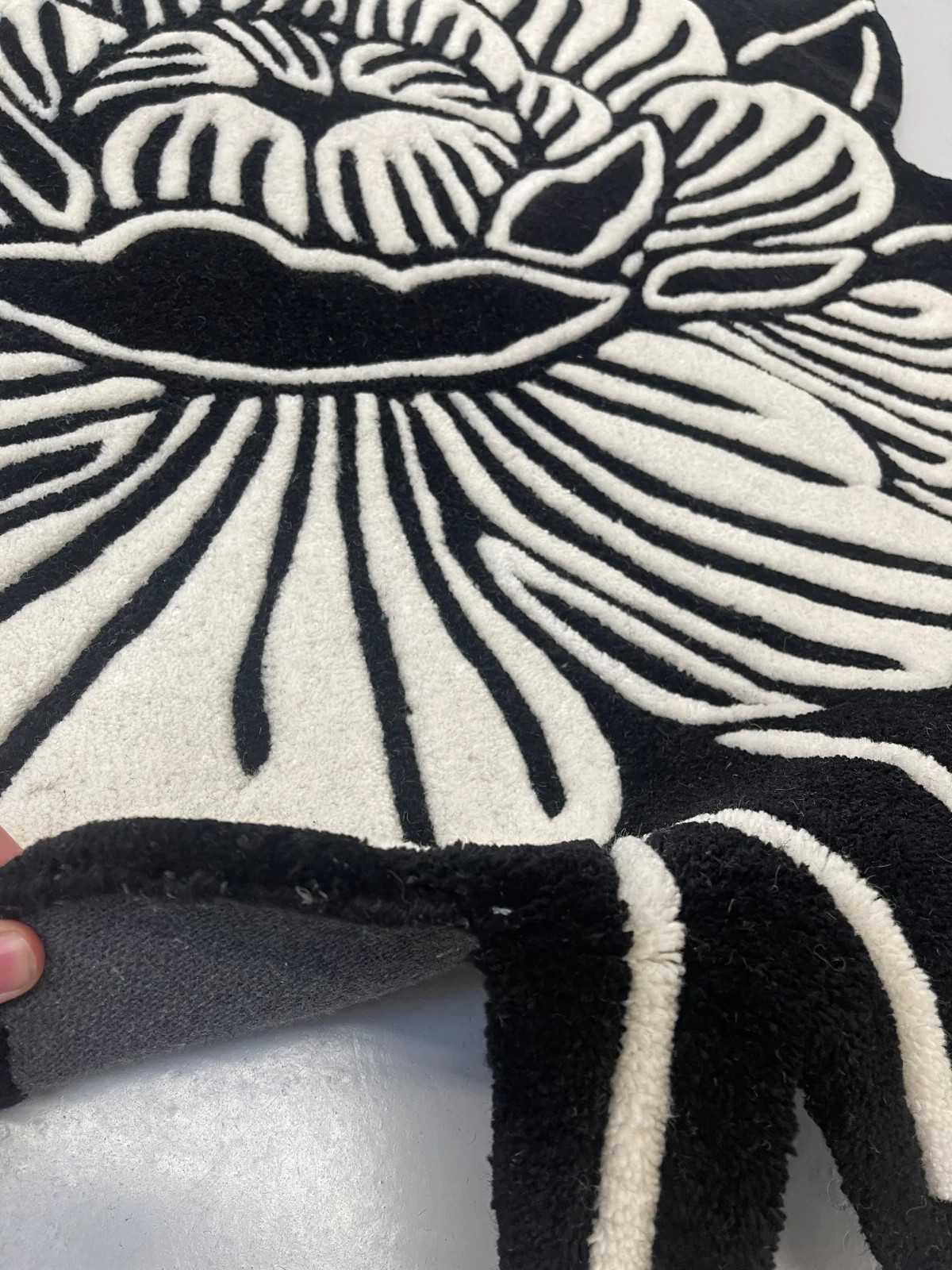 Black Tattoo Rug Wool Tufted Inked Rugs Custom Size Gothic Decor