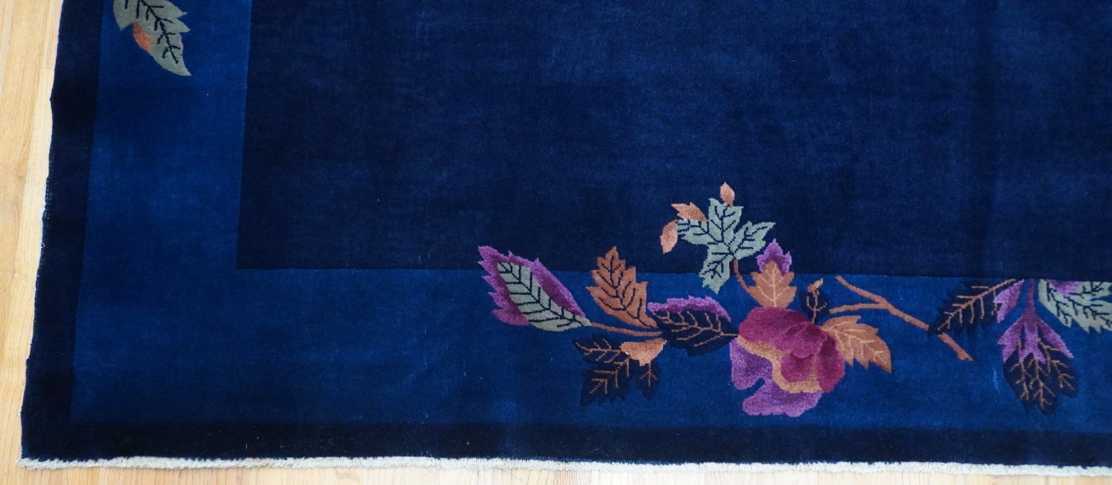 8′ x 9’8″ Antique Art Deco Chinese Hand Knotted Wool Blue Oriental Rug Excellent