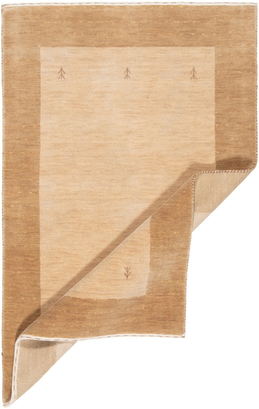 Handloom 57 7/8×37 in Handwoven Oriental Top Condition Carpet Rug Beige