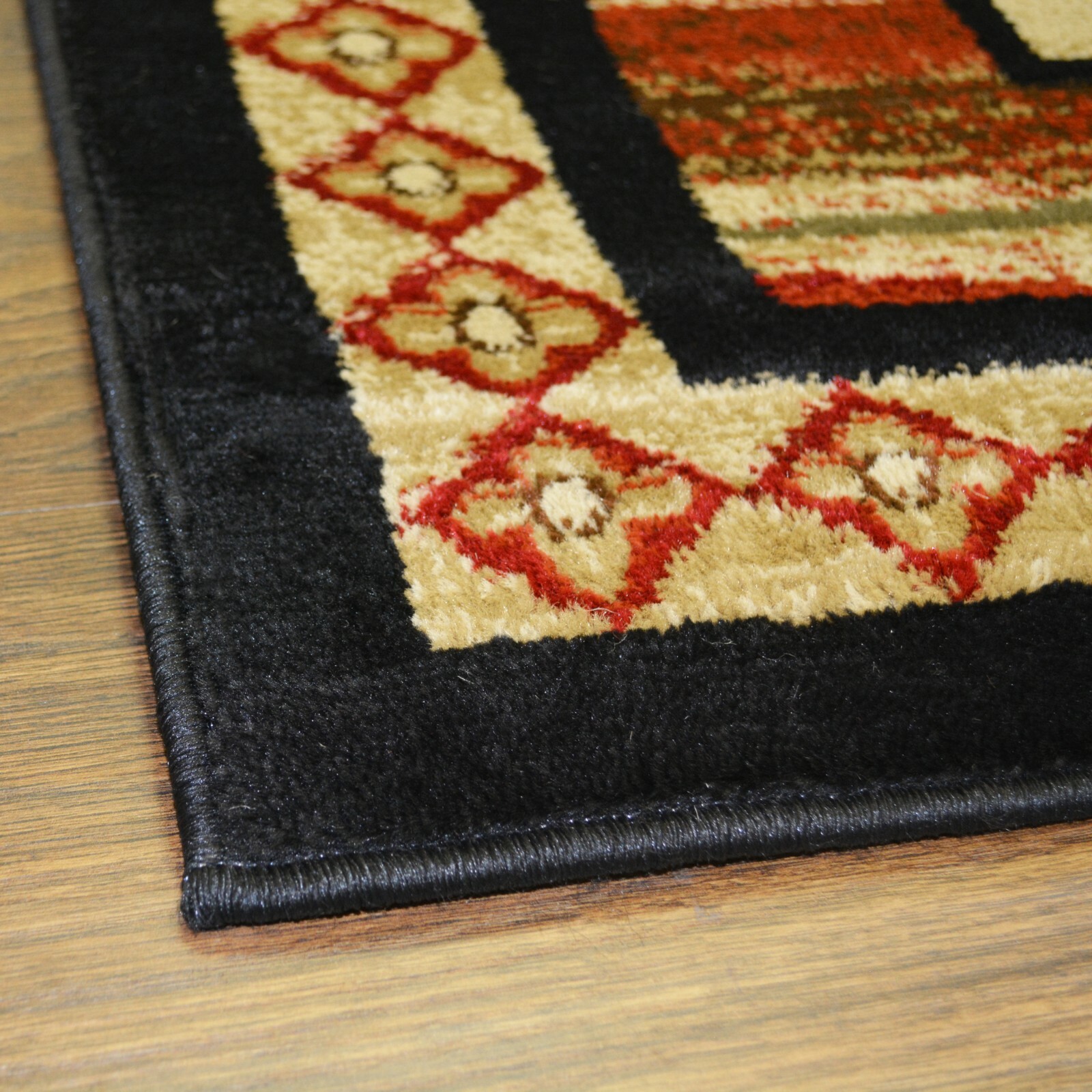 Hearthside Vogel Round Oval Runner Area Rug Lodge Cabin Bear Oar Black Red