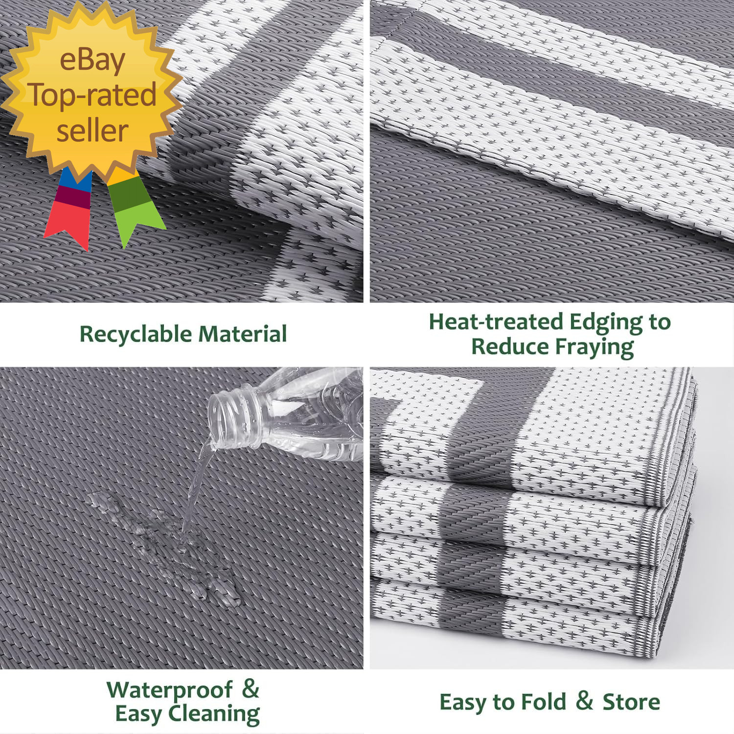 Outdoor Rug Reversible Portable Plastic Straw Camping Rugs for outside Rv,Large