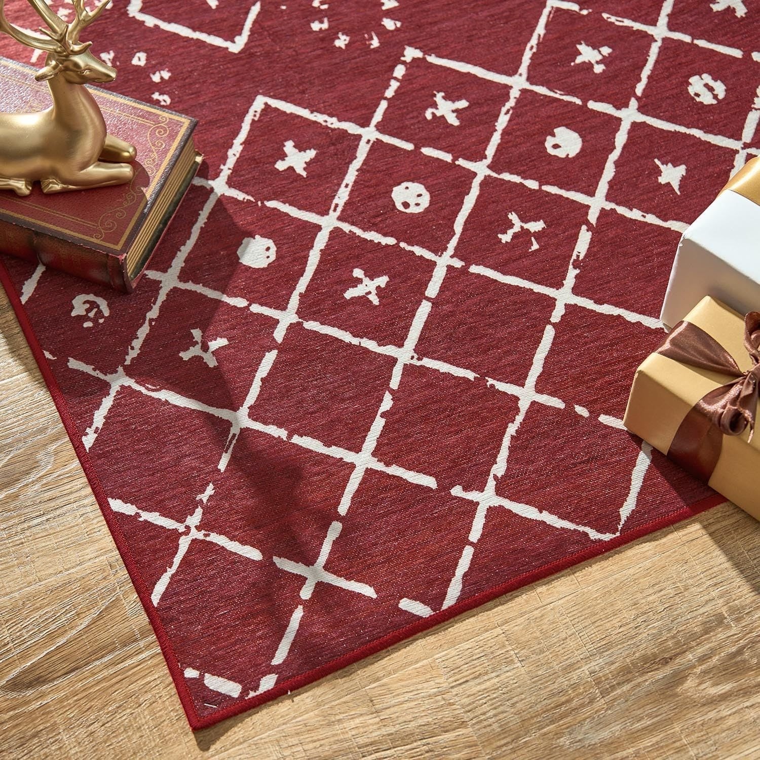 Jinchan Area Rug 2′ x 5′ Burgundy Red Entryway Geometric Accent Carpet
