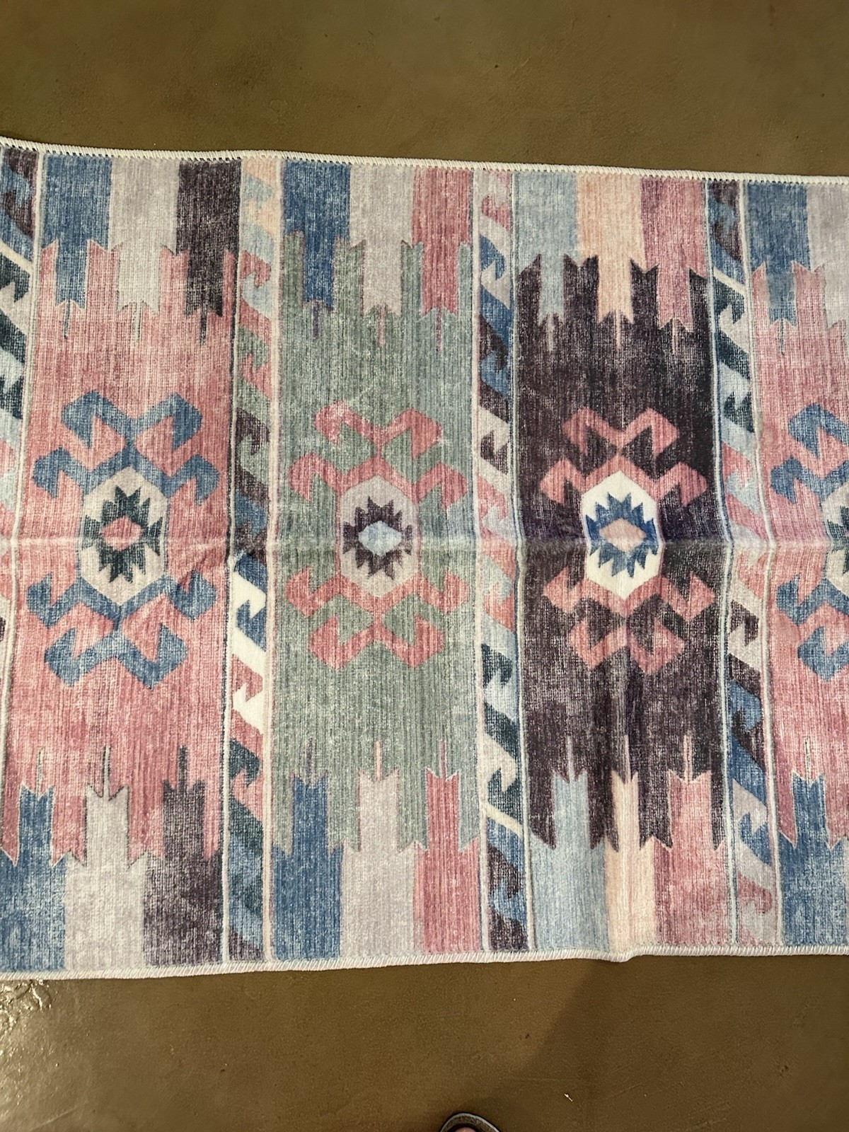 Washable Rug Adiva Rose 2’6″X6’6″ Runner Pink Blue Green Purp Southwestern ROS20