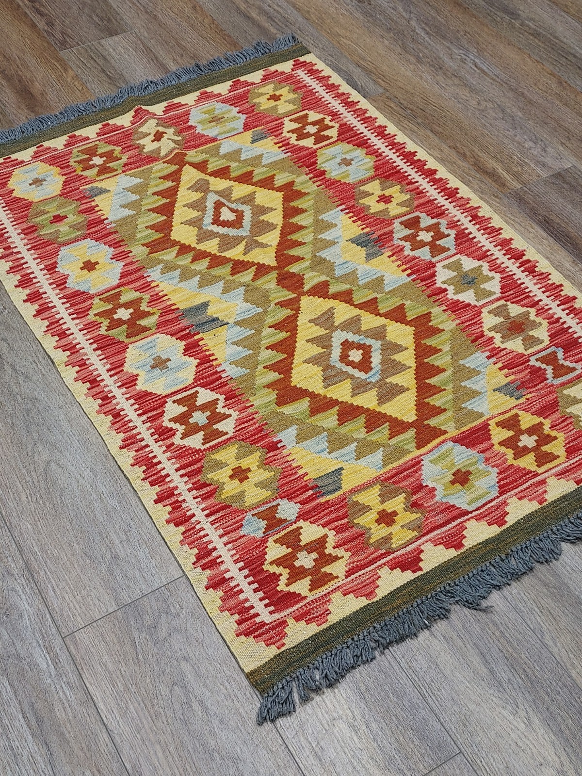 Turkish Geometric Anatolian Rug,Turkish Kilim Flat Weave HandMade Rug, 3×4 Ft