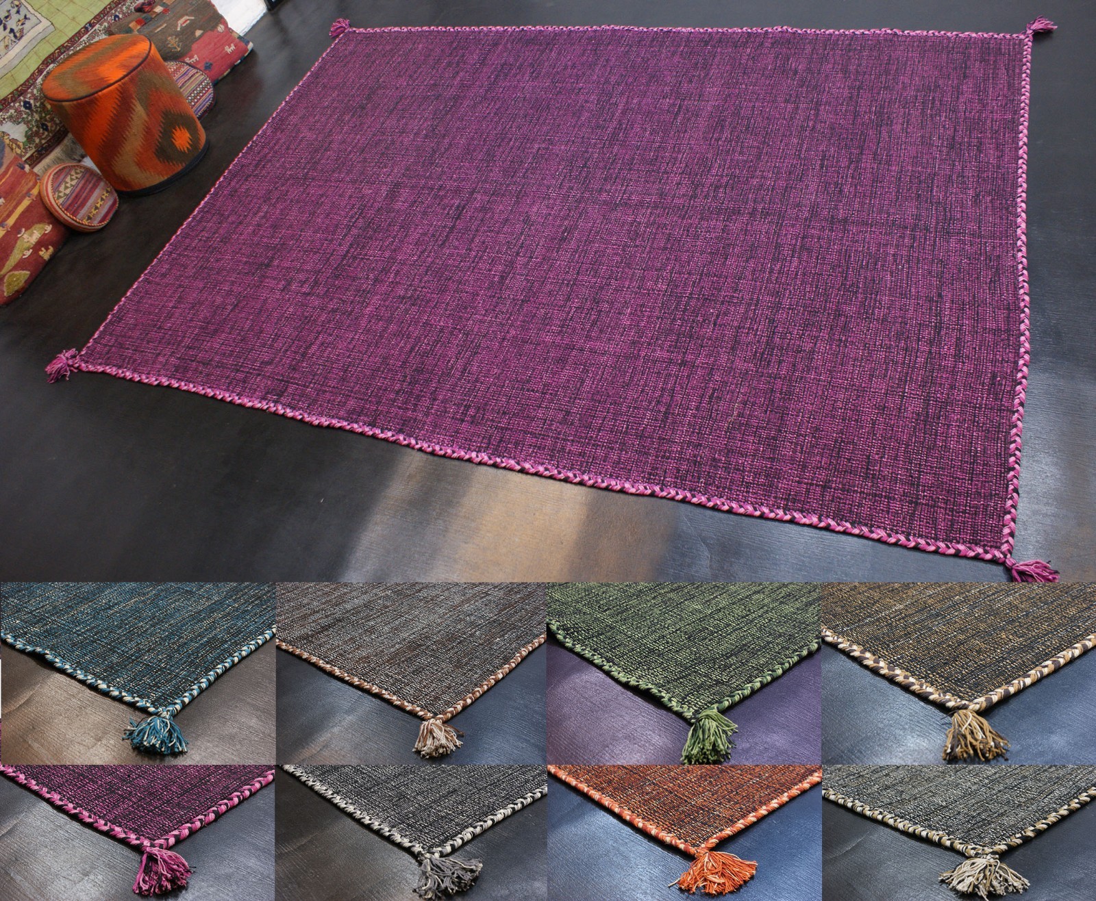 Natural Kilim Carpet Handmade 100% Cotton Various Size Washable