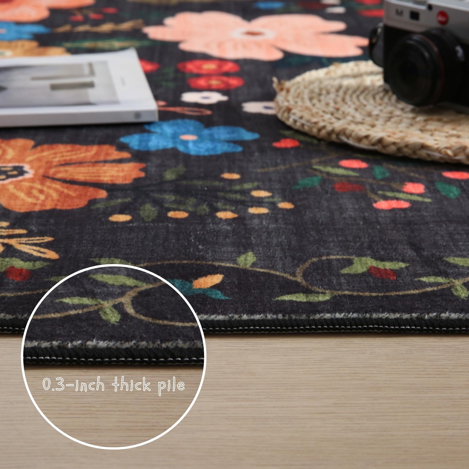 Living Room Rug 5×7 Rug Machine Washable Boho Area Rug Non Slip Floral Vintag…