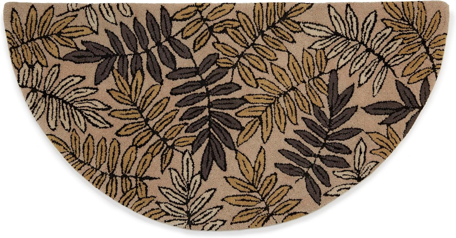 Beige & Brown Hand-Tufted 100% Wool Hearth Rug for Cozy Spaces