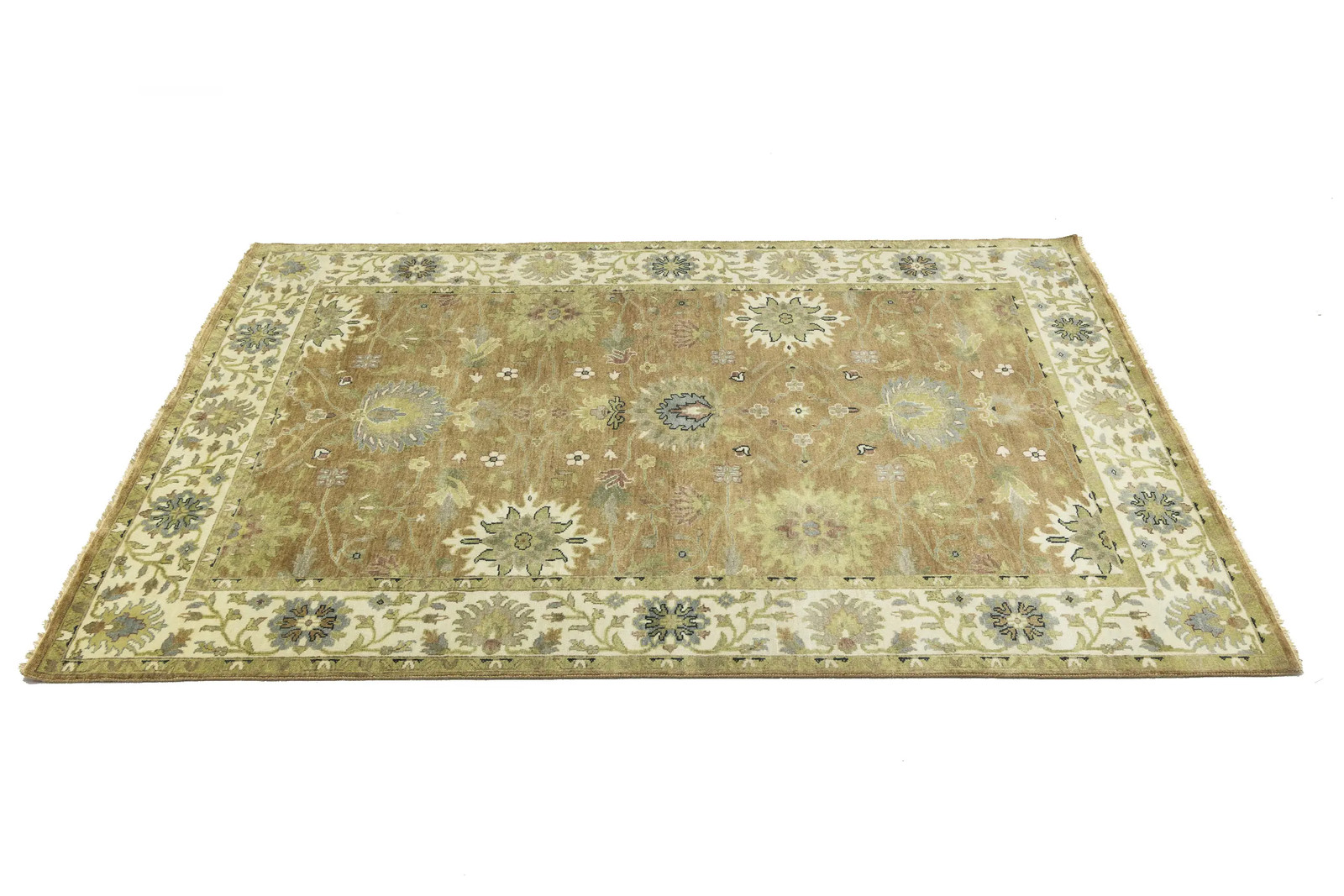 6×9 ft Handmade Light Rust Floral Chobi Rug Entryway Oriental Carpet