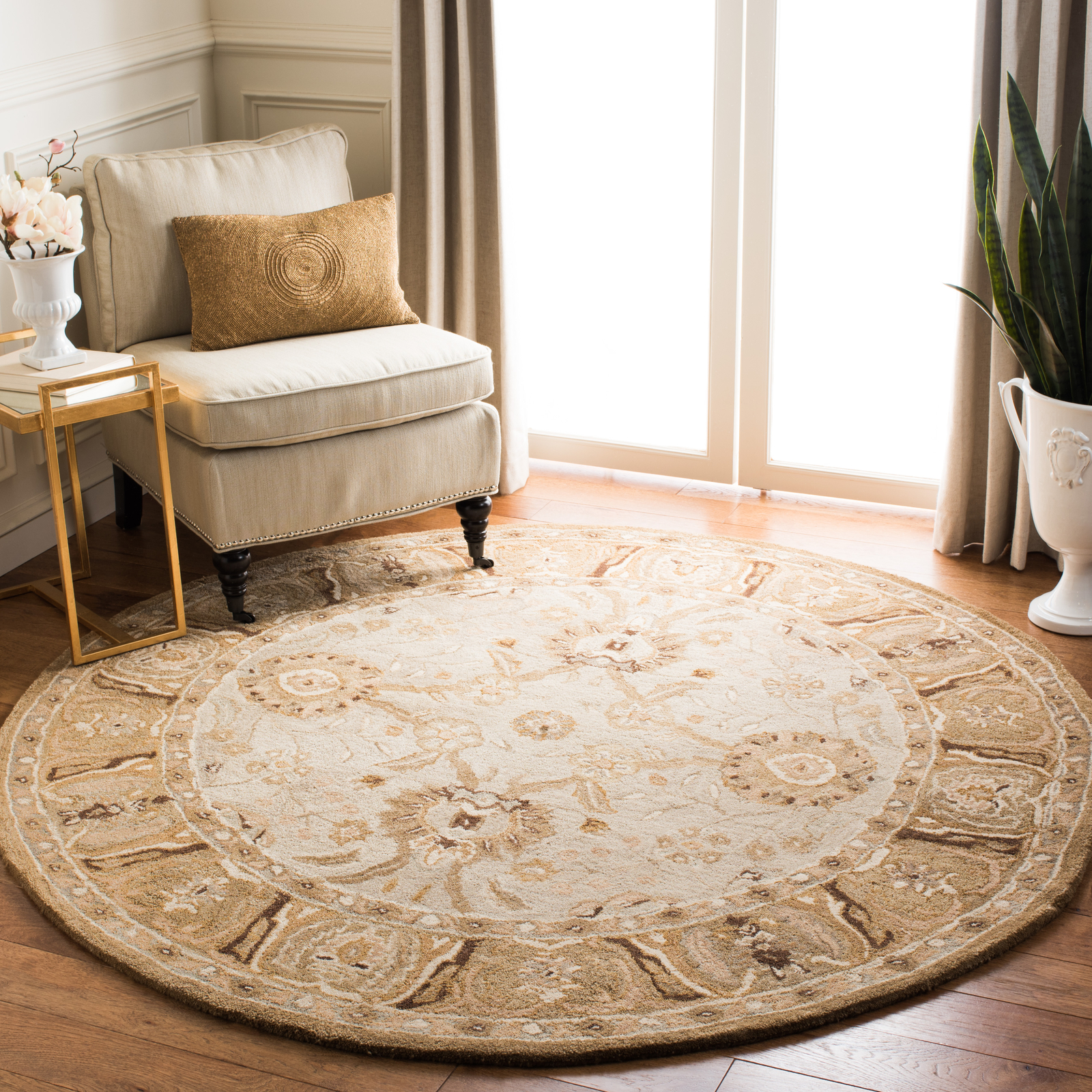 Safavieh Anatolia SILVER / LIGHT BROWN 4′ X 4′ Round Area Rug – AN558B-4R