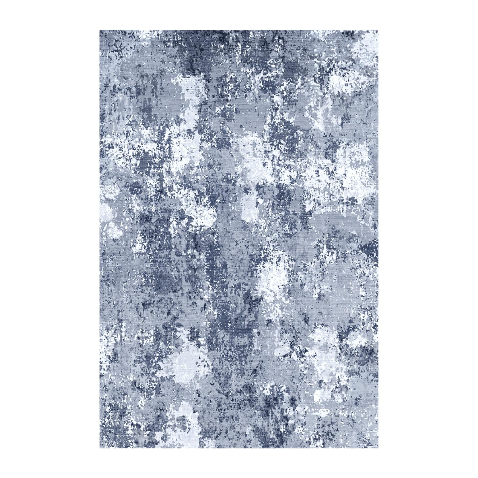 4×6 Feet Washable Modern Abstract Blue White Low Pile Area Rug Foldable