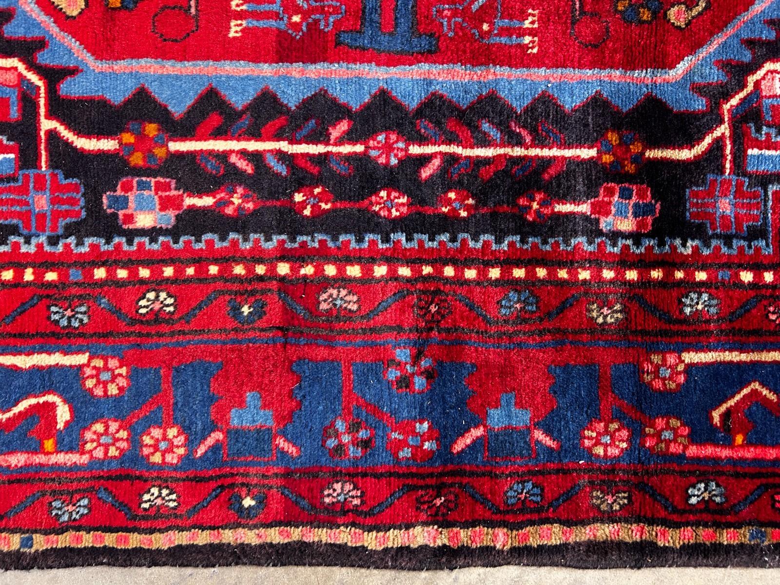 5’8″x10’11” Hand-Knotted 100% Lamb Wool Pile Hamadane Area Rug – Carpet