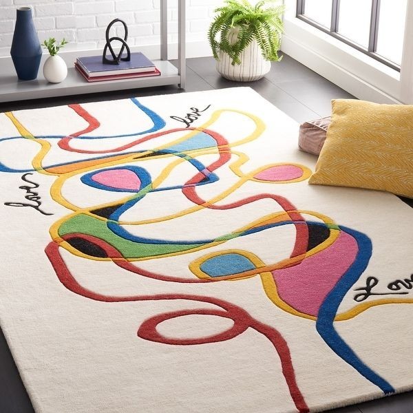 Handmade White Hand-Tufted New Zealand Wool Rug Modern Design Home Decor Carpet