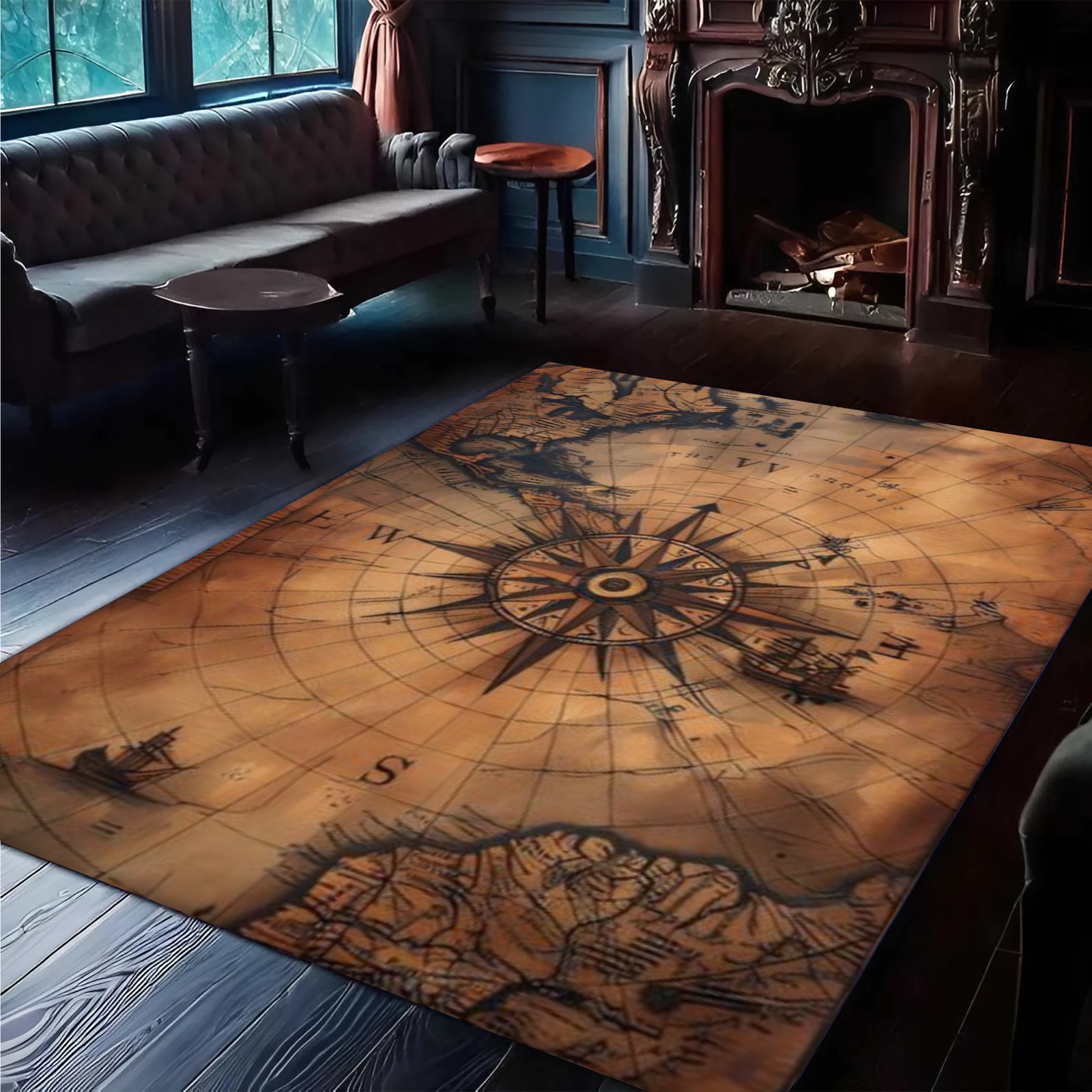 Gothic Spiderwebs Bats & Roses Area Rug | Dark Romantic Home Decor