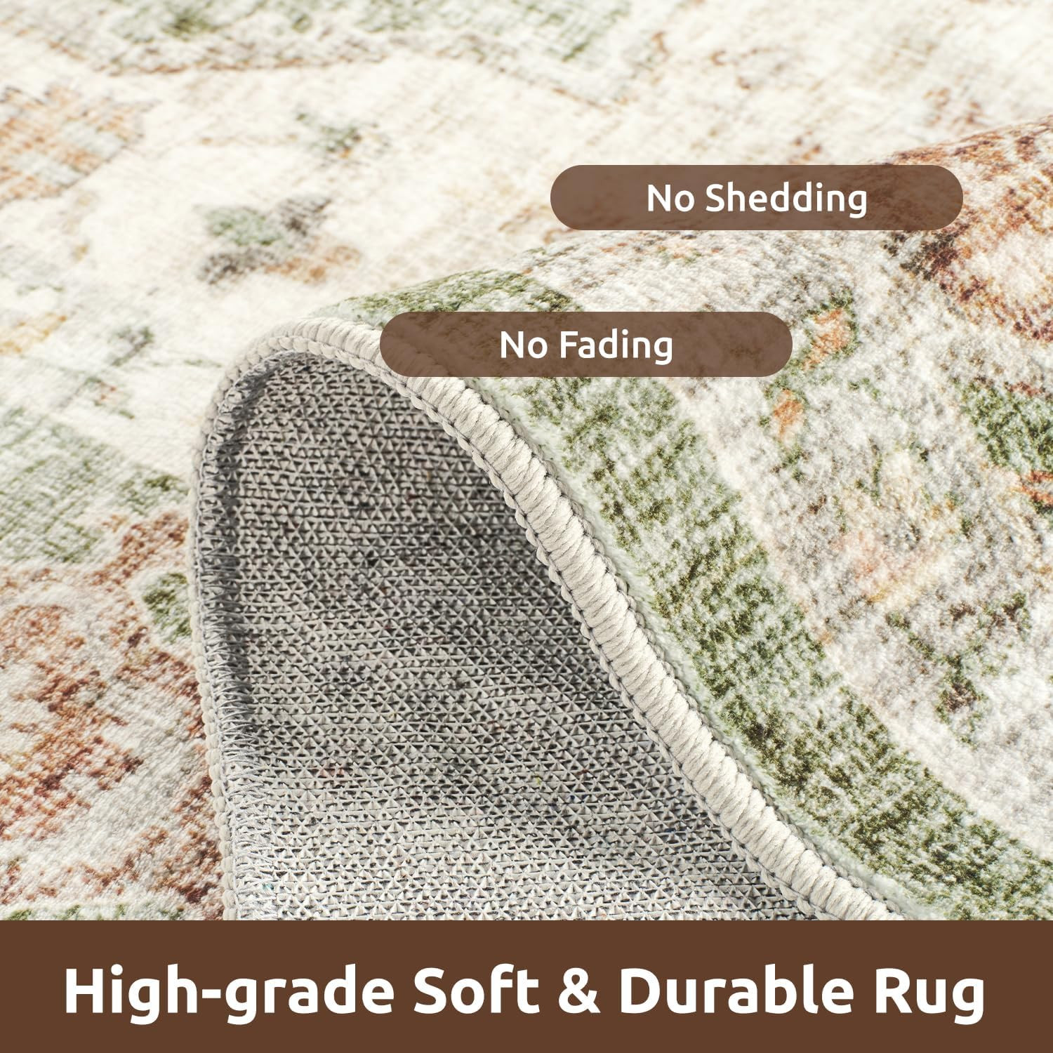 -Area Rug 5X7 Rugs for Living Room-Vintage Soft Green Rugs for Bedroom-Non Slip