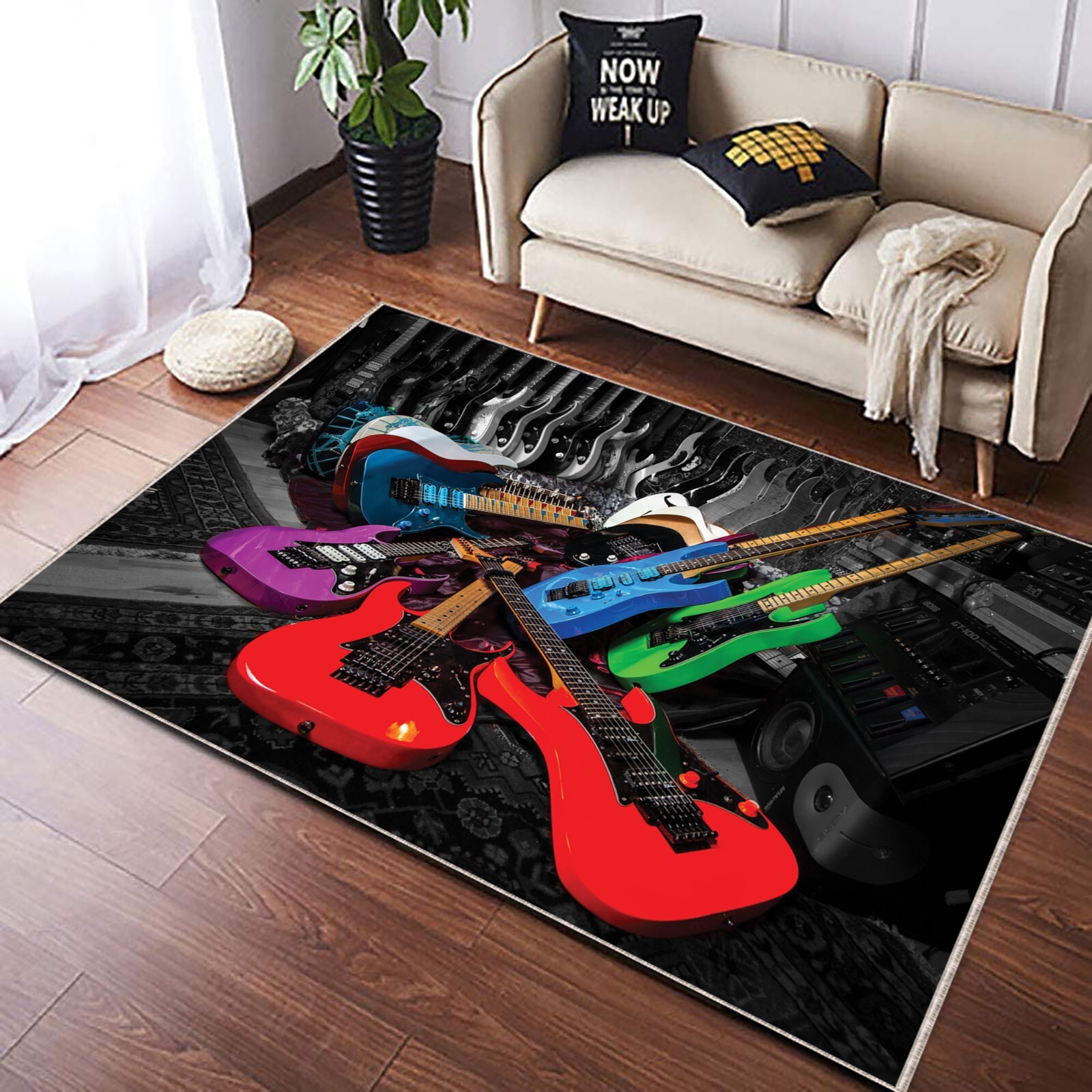 GuitarRug, MusicLoverGift, RockDecor, ColorfulCarpet, MusicRoomMat, ElectricGuit